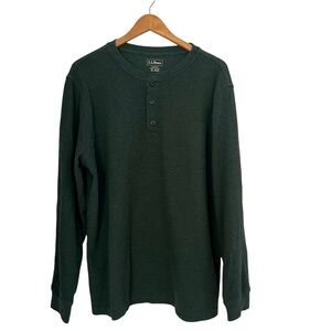 L.L. Bean Men’s XL Reg Slim Fit Henley Shirt Long Sleeve Deep Green Pullover